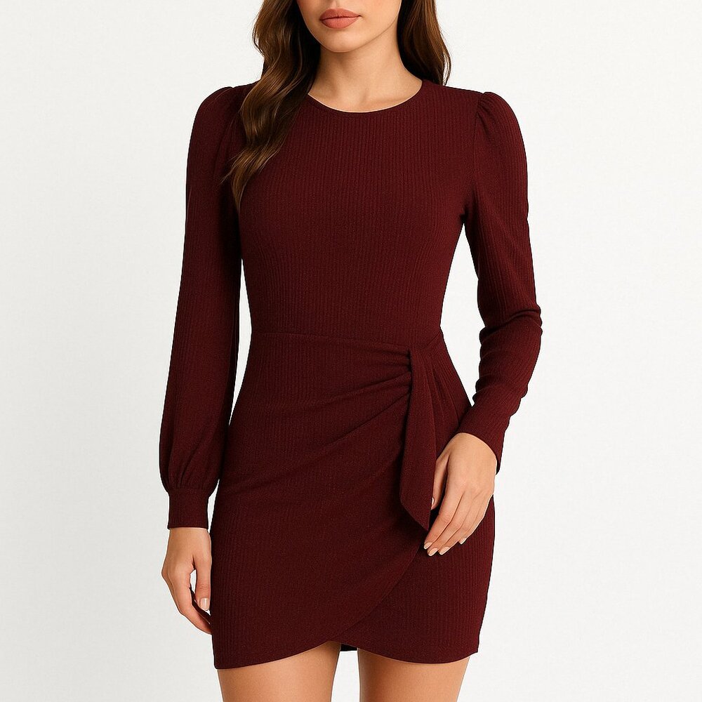 Speechless (Size: S) Women's Burgundy Long Sleeve Wrap Dress (NWOT)